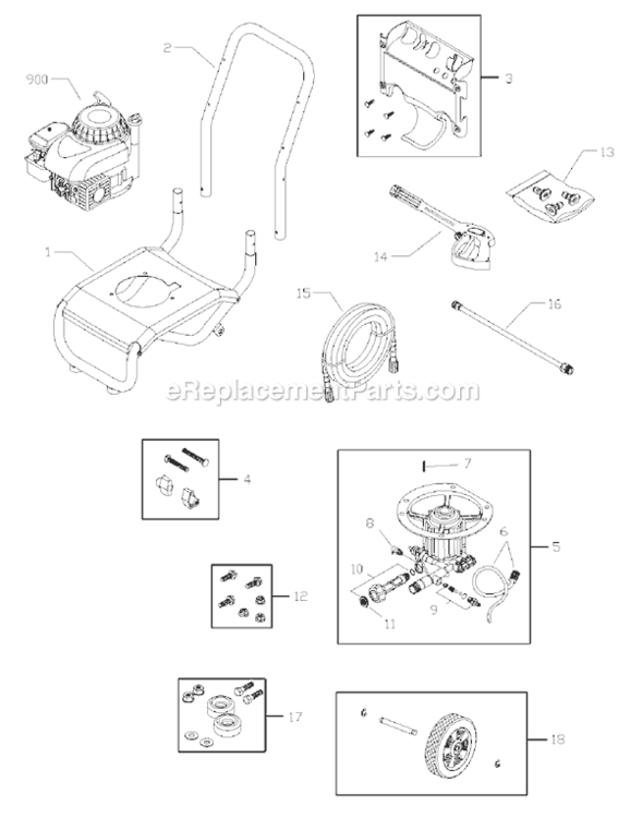 Page A Diagram and Parts List for 020390-0  Briggs and Stratton Pressure Washer